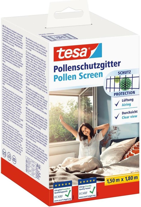 tesa Pollen protection grille, for allergy sufferers, can be closed incl. self-adhesive Velcro tape