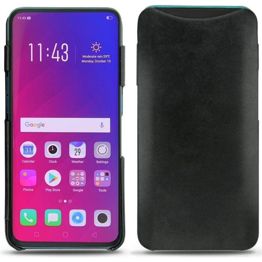 Noreve Lederschutzhülle (Oppo Find X), Smartphone Hülle, Schwarz