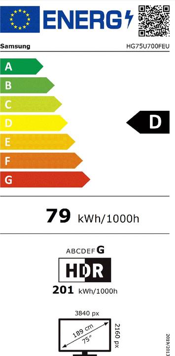 Energie-Label Samsung 75U7000F (75", LED, 4K, DE)