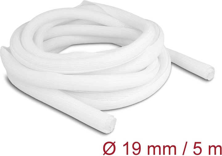 Produktbild Delock Geflechtschlauch selbstschliessend 5 m x 19 mm weiss (Kabelschlauch, 500 cm)