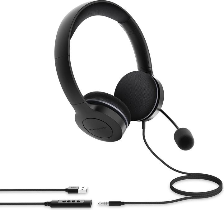Energy Sistem Headset Office 3 Black (USB and 3.5 mm plug, volume and mute control, retractable boom mic) (Kabelgebunden, USB-A)