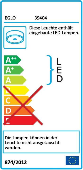 Energy Label EGLO 39404 PRINCIPE LED Deckenleuchte klar 14x3.15W 3000K warmweiss (5320 lm)