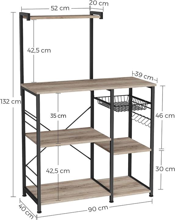 Produktbild Vasagle Küchenregal (90 x 40 x 132 cm)