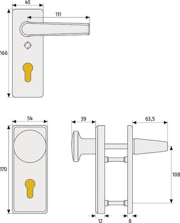 Produktbild Abus KKT512 F1 FS Schutzbeschlag FH-Tür WG, alu. (Türgriff)