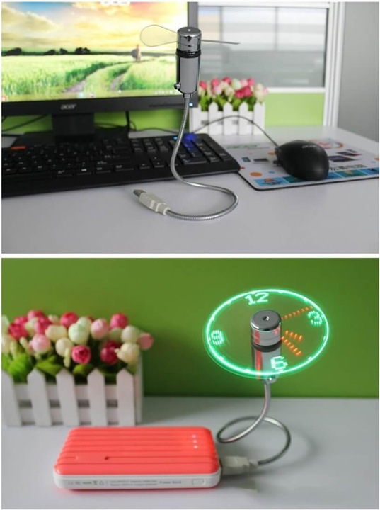 Actual product image Hama PC USB fan with clock display