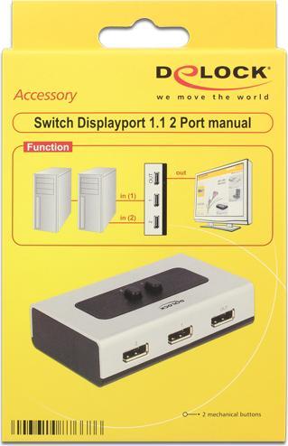 Produktbild Delock Switch 2-port Displayport 1.1 manuell