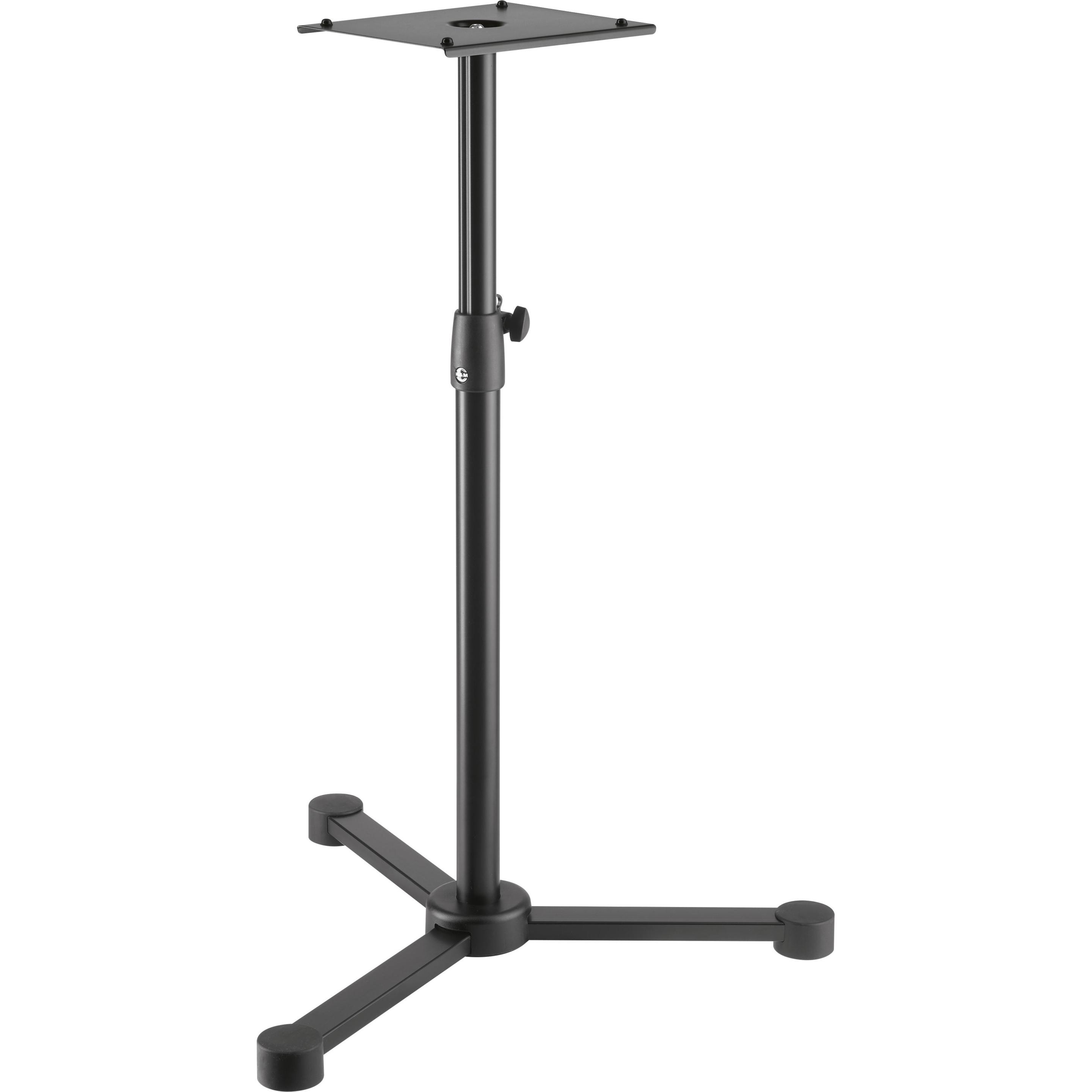 K&M 26720 Monitorstativ (1 Stk., Ständer, Höhenverstellbar), Lautsprecher Ständer + Wandmontage, Schwarz