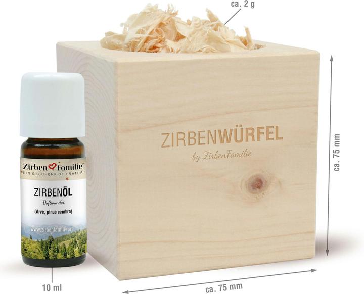 Immagine prodotto ZirbenFamilie Set di cubetti di pino svizzero con 10 ml di olio di pino svizzero