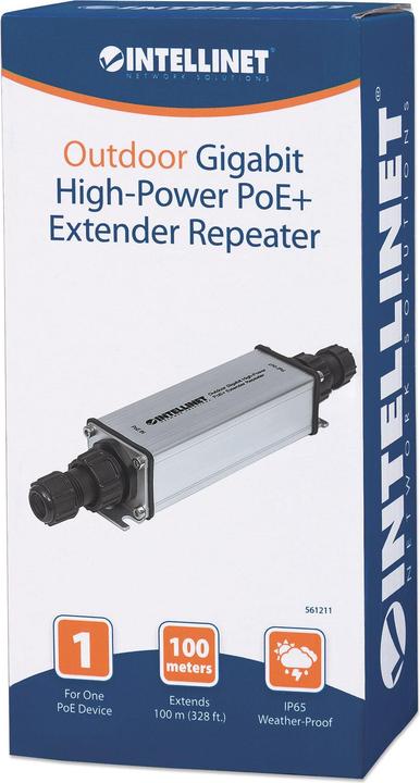 Image du produit Intellinet Répéteur Extender PoE+, IEEE 802.3af/at/ab/u, RJ-45 102. (Rallonge)