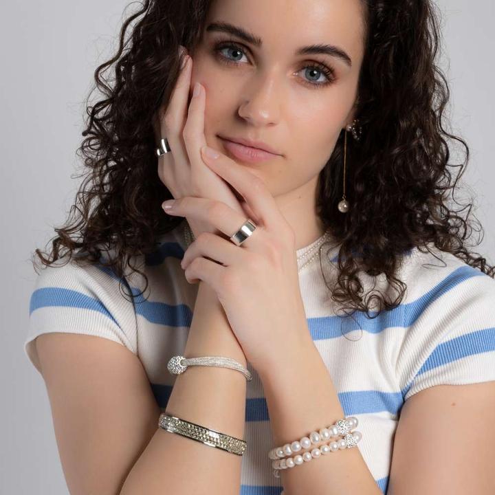 Immagine prodotto Bijouteria Bracciale (20.50 cm, Perla d'acqua dolce, Argento 925, Vetro (di orologio))