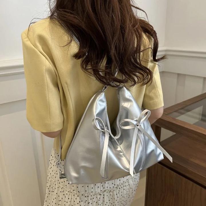 Actual product image Only-Bags.Store Leder Umhängetasche Trendige Umhängetasche Pu-leder Grosse Kapazität Tragetaschen Tasche Bowknot