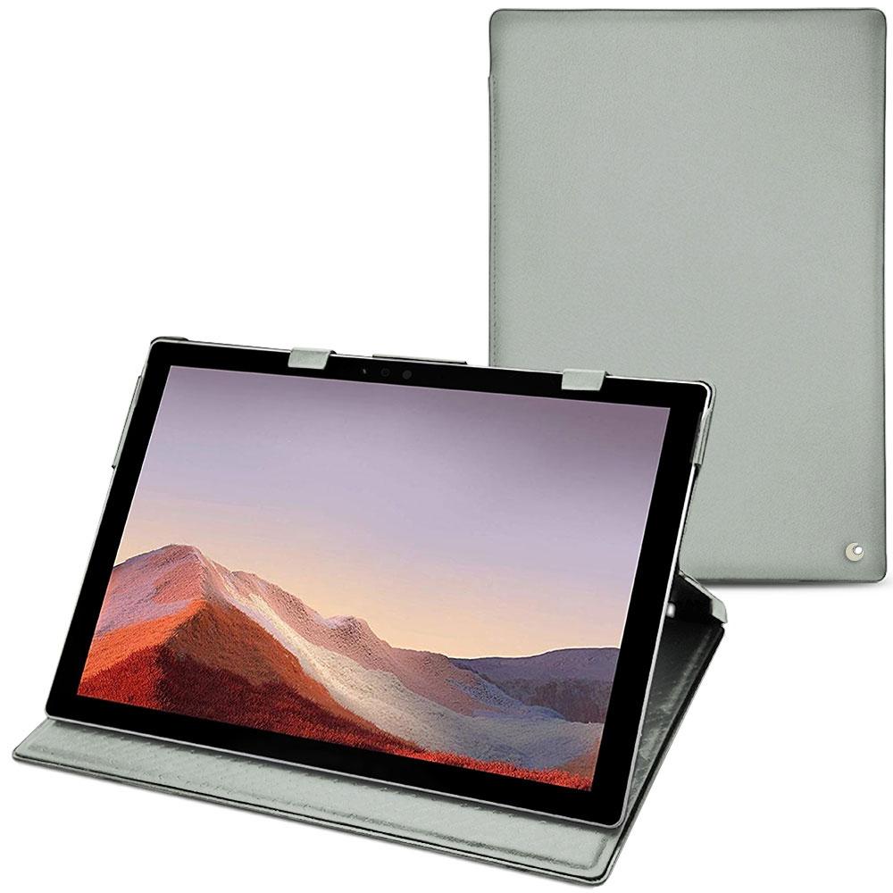 Noreve Lederschutzhülle vertikal (Microsoft Surface Pro 7), Tablet Hülle, Grau