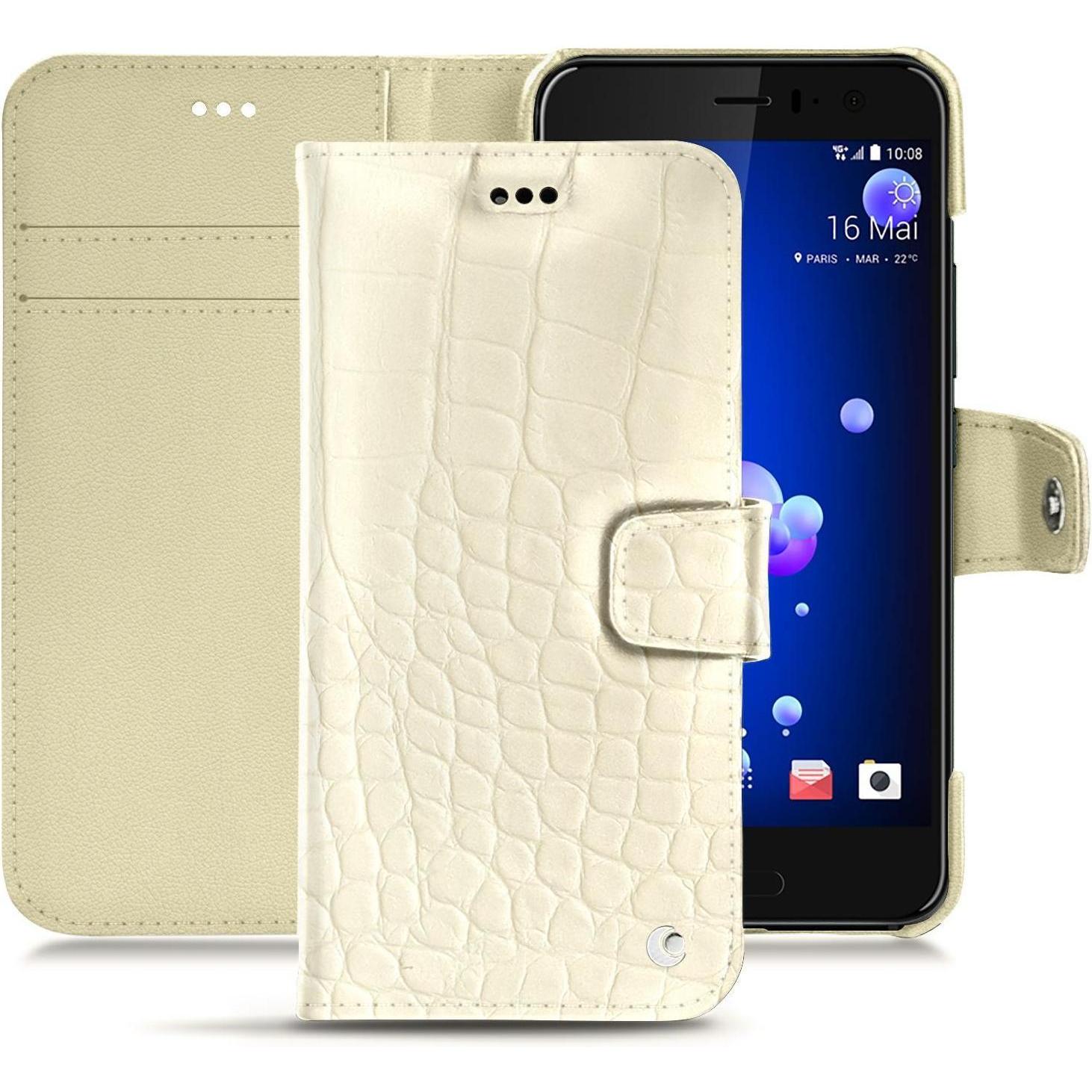 Thumbnail - Noreve Lederschutzhülle Wallet (HTC U11), Smartphone Hülle, Weiss