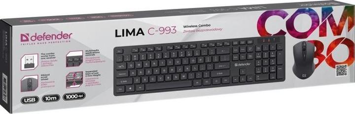 Produktbild Defender LIMA C-993 RF kabelloses Tastatur- und Maus-Set (Eng. Int., Kabellos)