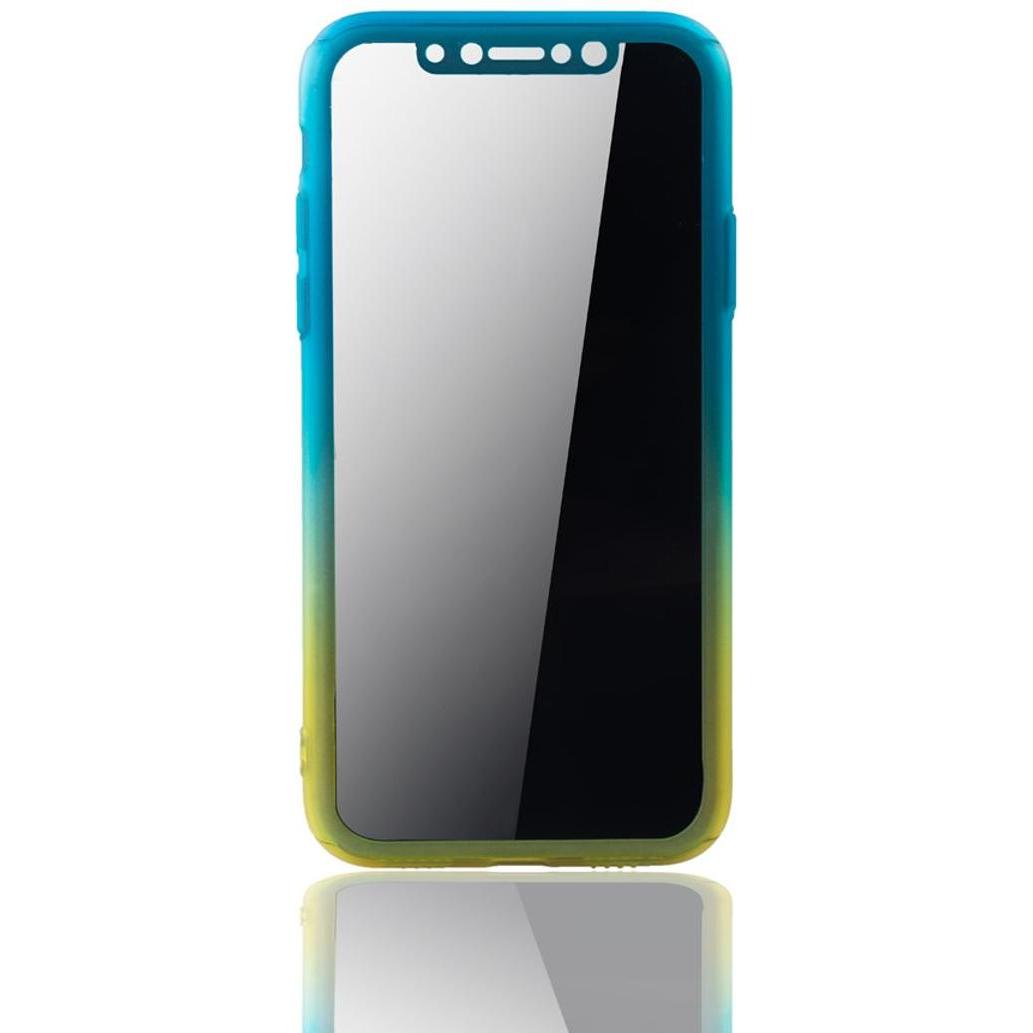 Thumbnail - König Design Hülle Handy Schutz für Apple iPhone XS Full Case Cover Displayschutz Bumper Gelb (Apple iPhone XS), Smartph...