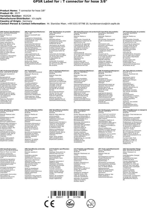 Produktbild Ich-zapfe T - Verbinder für Schlauch 3/8"