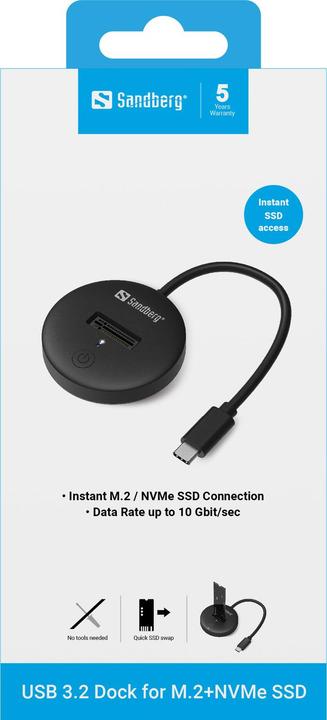 Actual product image Sandberg USB 3.2 Dock for M.2+NVMe SSD
