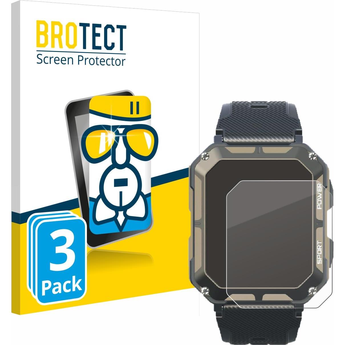 BROTECT AirGlass Panzerglasfolie, Smartwatch Schutzfolie, Transparent