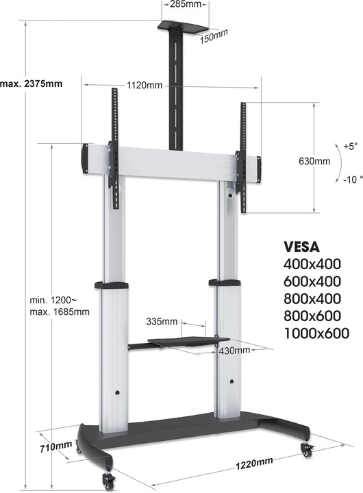 Produktbild Manhattan Premium Multimedia TV-Ständer auf Rollen mit besonders hoher Traglast (LCD, 100", 100 kg)