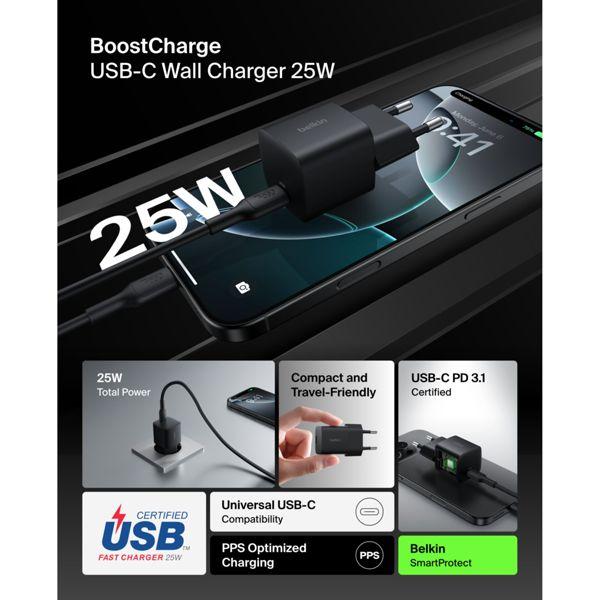 Actual product image Belkin BOOST Charge 25W USB-C Ladegerät PD schwarz WCA012kqBK (25 W)