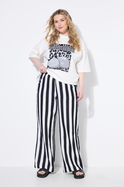 Produktbild Studio Untold Musselin-Hose, Wide Legs, Streifen, Elastikbund (42)