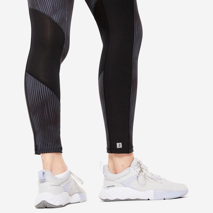 Produktbild Domyos Leggings Damen mit Smartphonetasche - FTI 120 grau/schwarz bedruckt (W30/L31)