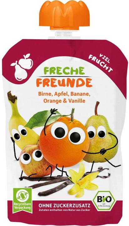 Actual product image Freche Freunde Squeeze pouches pear, apple, banana, orange, vanilla 6x 100 g (600 g)