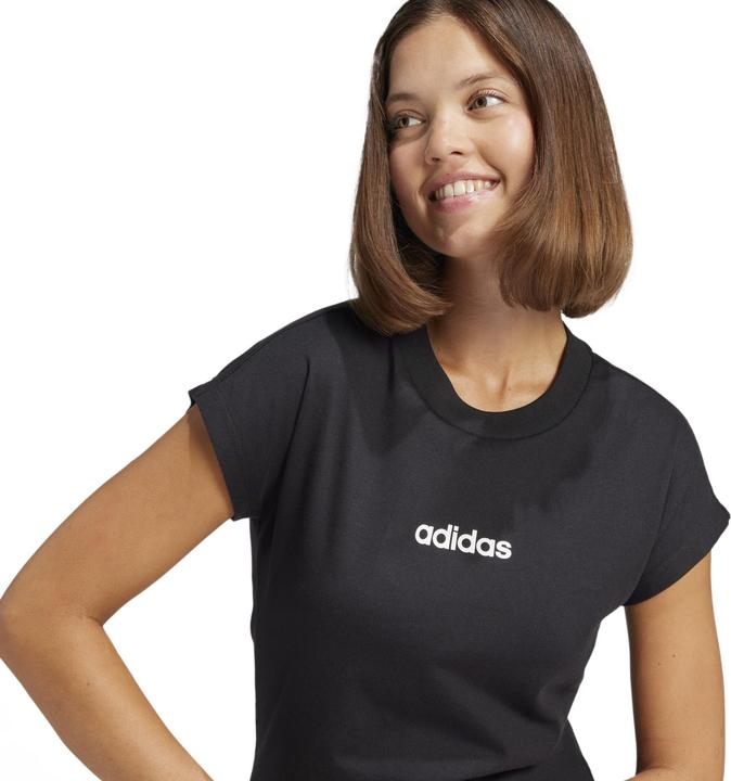 Actual product image adidas Women's Essentials LINEAR Cotton T-Shirt, Black/White, XL (XL)