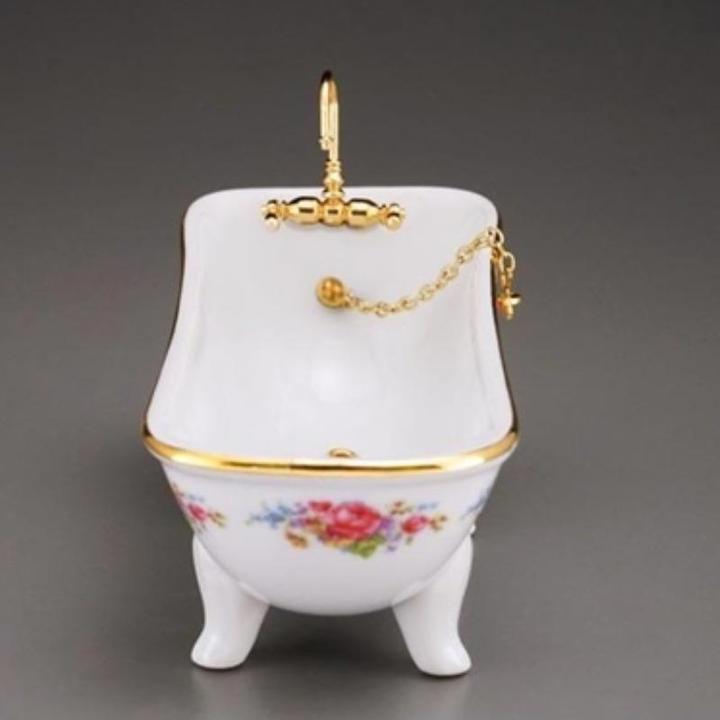 Actual product image Reutter 001.770/2 - Bathtub "Dresden Rose", miniature (12.5 x 5.5 x 7 cm)