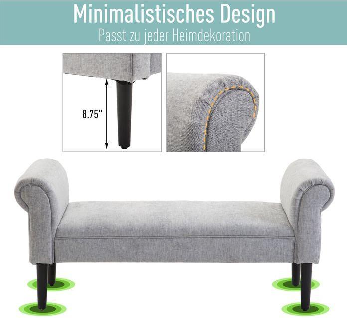 Immagine prodotto Swisshandel24 Panca imbottita panca da salotto panca da corridoio panca da letto elegante con lati arrotolati (45.50 cm)