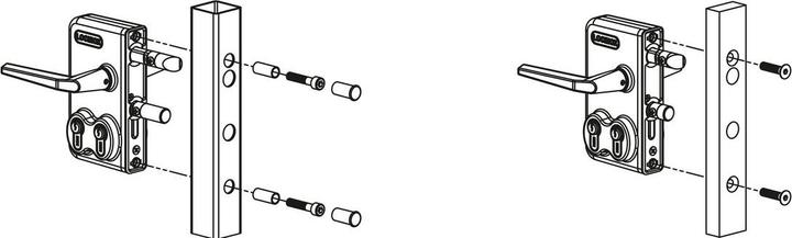 Produktbild Locinox Gittertorschloss LDKZ4040 D1L, 2 PZW, für 40 mm Vierkantrohr, Alu silberfärbig