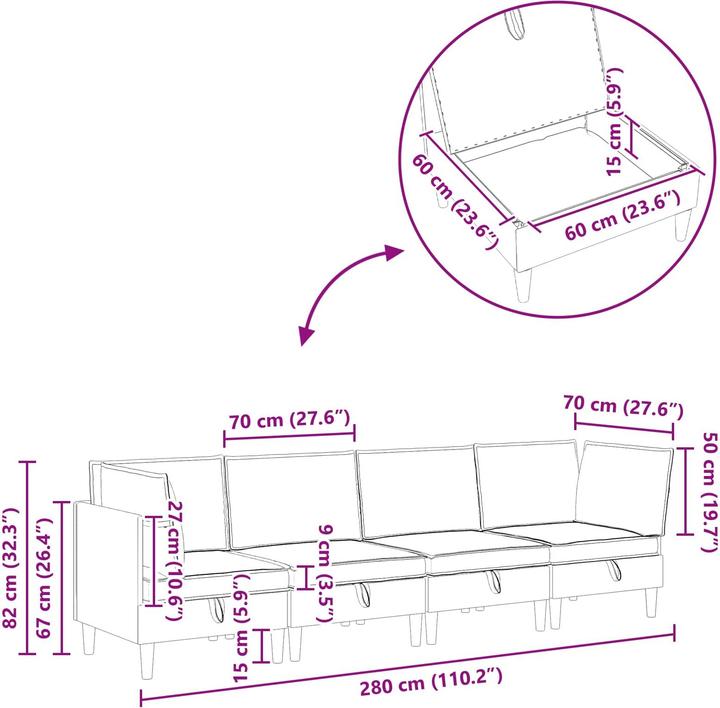 Produktbild vidaXL Wohnzimmergarnitur (280 x 70 x 82 cm)