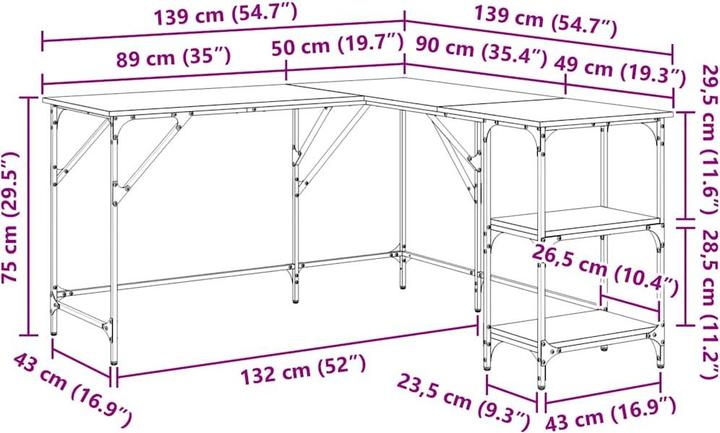 Image du produit vidaXL Schreibtisch (139 x 139 x 75 cm)