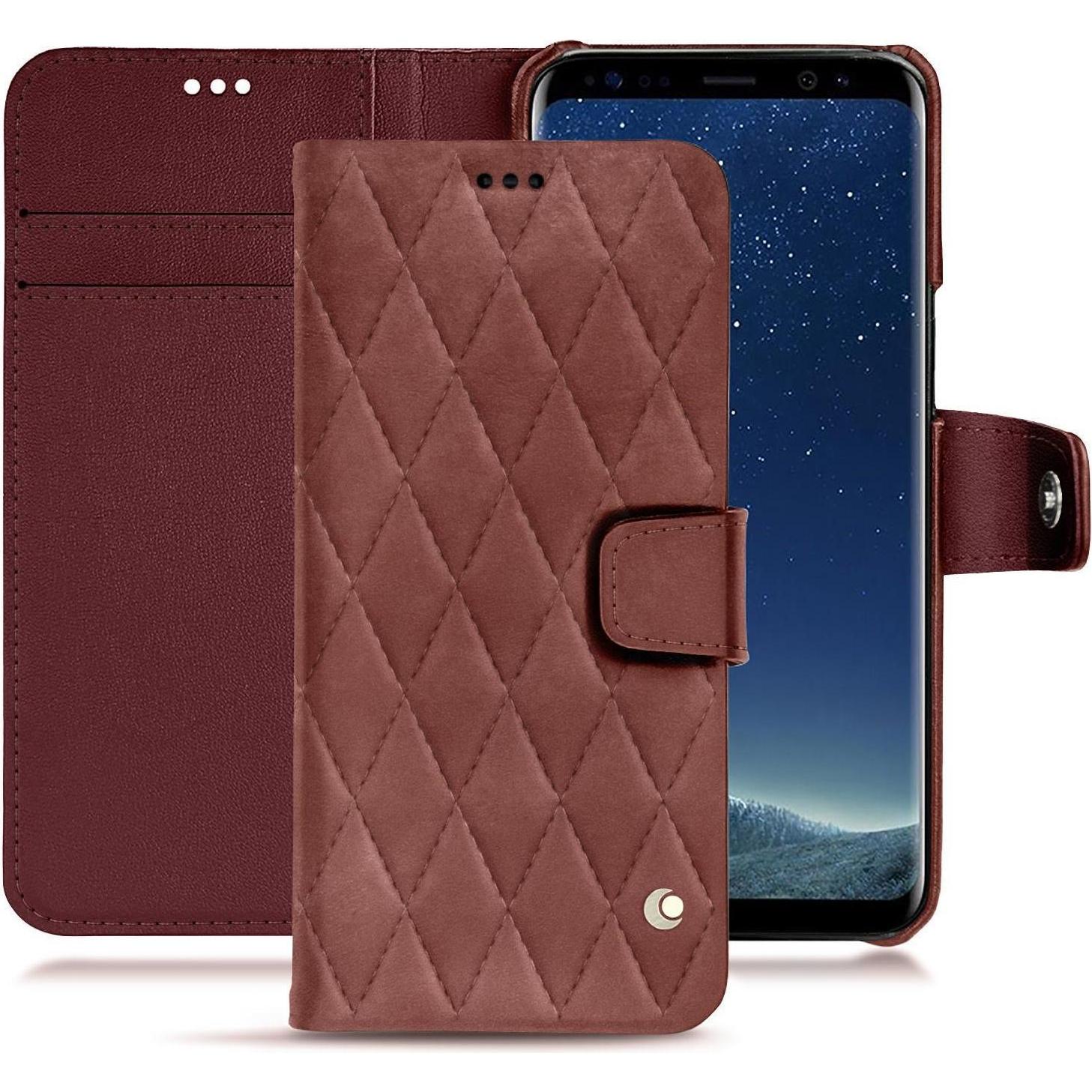 Noreve Lederschutzhülle Wallet (Samsung Galaxy S8+), Smartphone Hülle, Rot