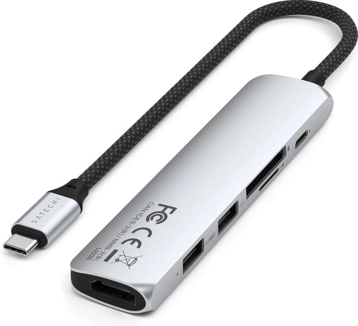 Produktbild Satechi Slim 6 Multiport Hub Silver (USB-C, 6 Ports)