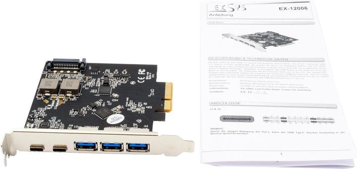 Produktbild Exsys GmbH USB 3.2 Gen2 PCIe (x2) Karte mit 5 Ports ( 3A+2C Anschlüsse)
