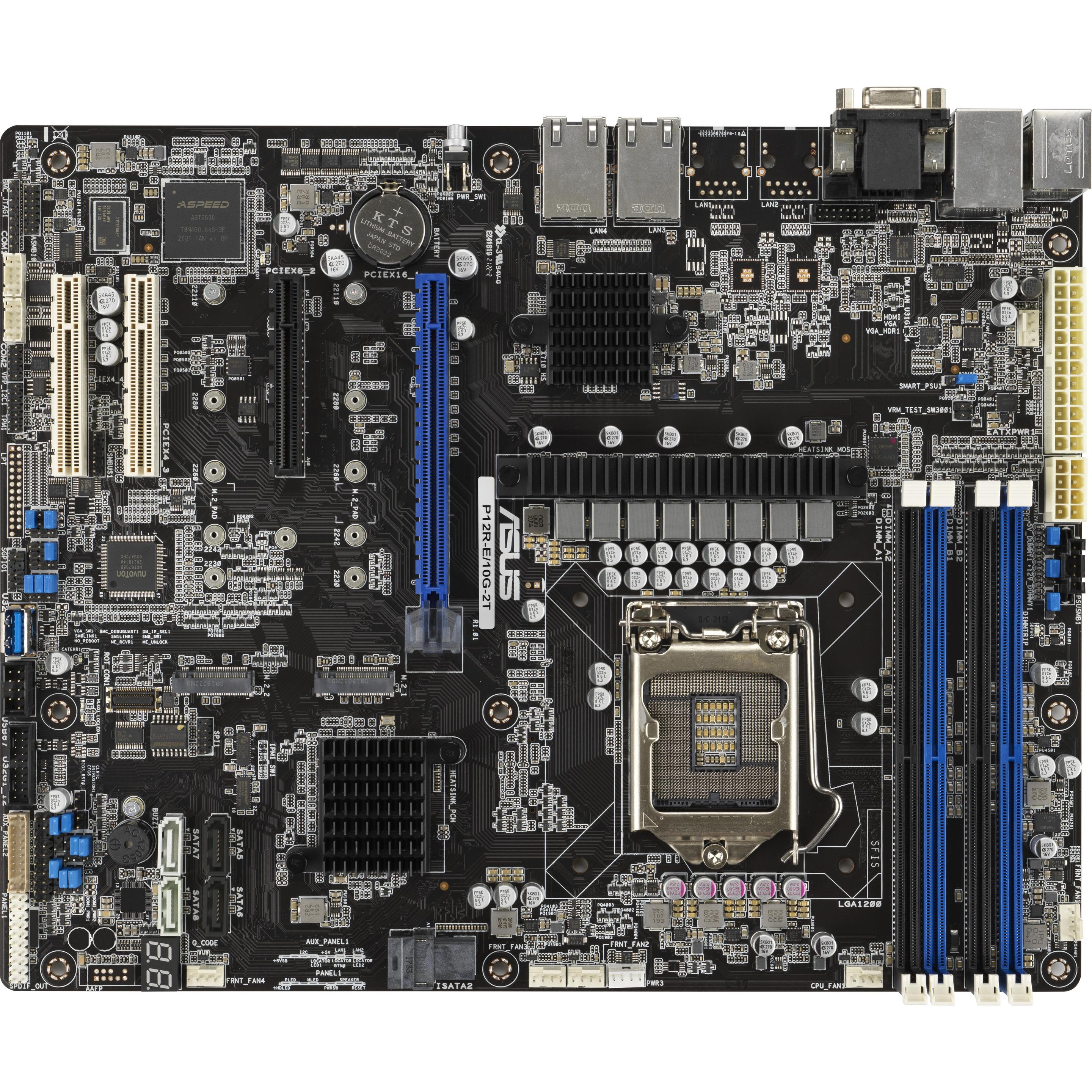 ASUS P12R-E/10G-2T LGA1200 ATX Server MB 4xDDR4 2xM.2 8xSATA (LGA 1200, Intel C256, ATX), Mainboard