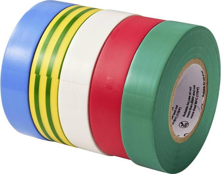 Produktbild 3M 160 Isolierband Rot, Blau, Grün, Weiss, Gelb (L x B) 20 m x 18 mm 5 St. (18 mm)