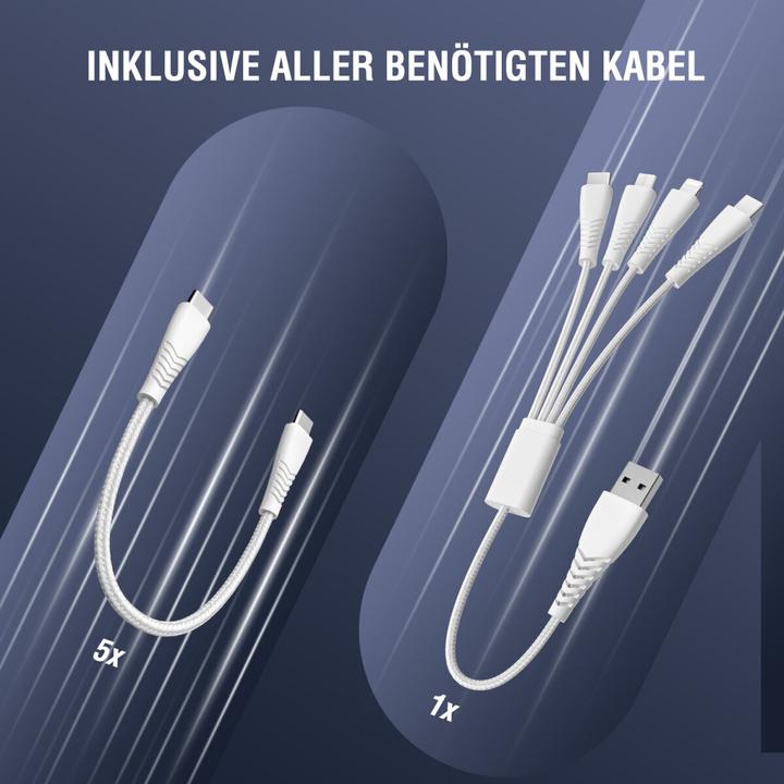 Image du produit 4smarts Ladestation Team 100W 5C/1A inkl. 6 Kabel Silber (100 W)