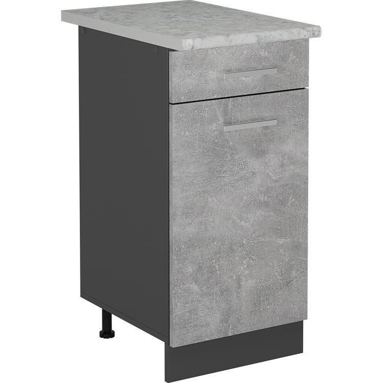 Vicco, Regal, Küchenunterschrank R-Line, Beton/Anthrazit, 40 cm AP Marmor
