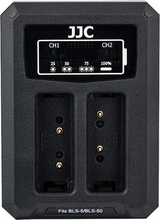 JJC Olympus DCH BLS5 Chargeur de batterie double USB (voor Olympus BLS 1/BLS 5/BLS 50) (Chargeur de batterie d'appareil photo)