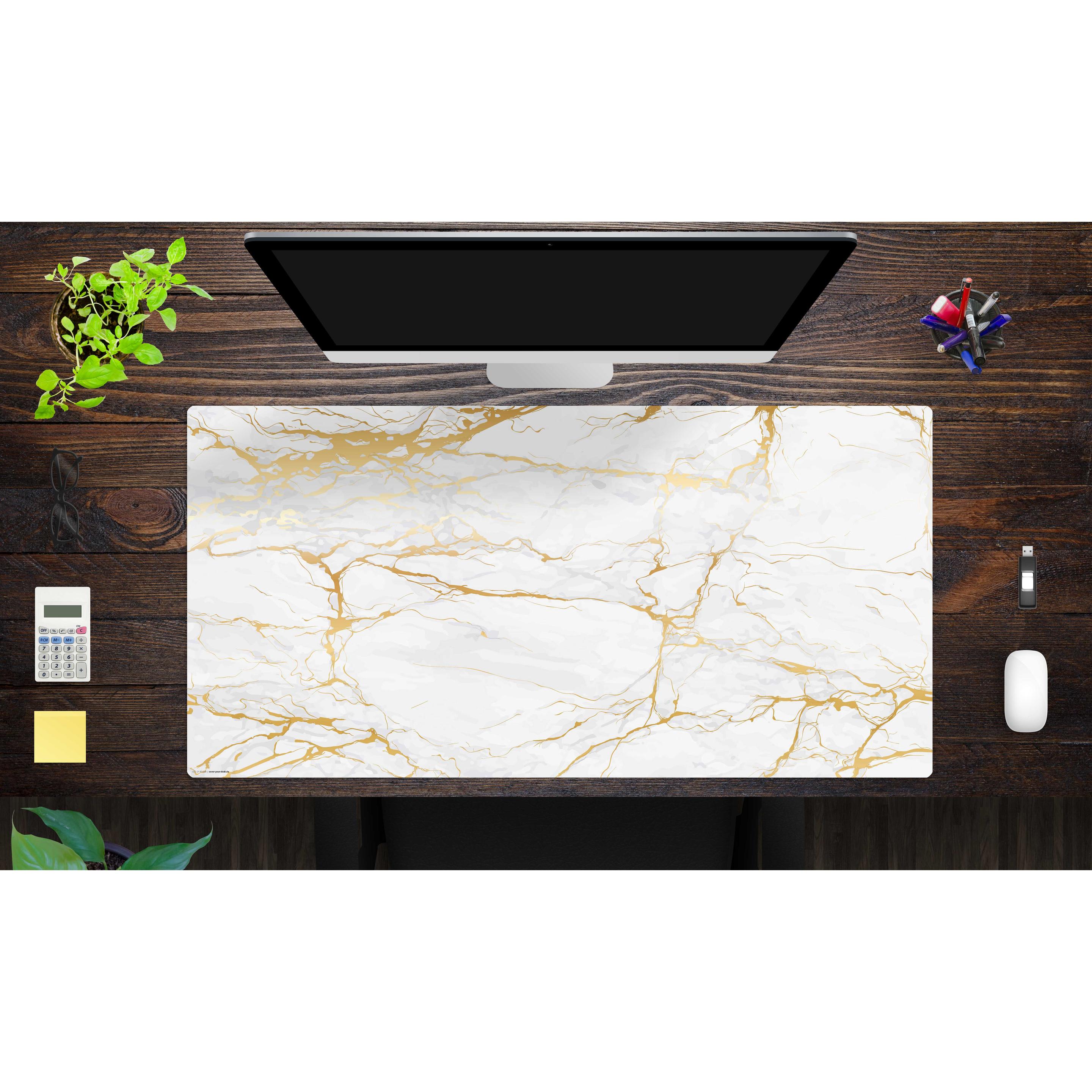 Thumbnail - CoverYourDesk, Unterlage, Schreibtischunterlage Weisser Marmor mit Goldadern