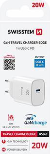 Produktbild Swissten Netzadapter EDGE GaN 20W, 1 Anschluss, 1x USB-C (20 W, 1 Port)
