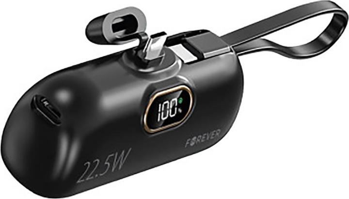 Actual product image Forever mini power bank MTB-100 22.5W 5000 mAh USB C black (5000 mAh, 22.50 W, 18.50 Wh)