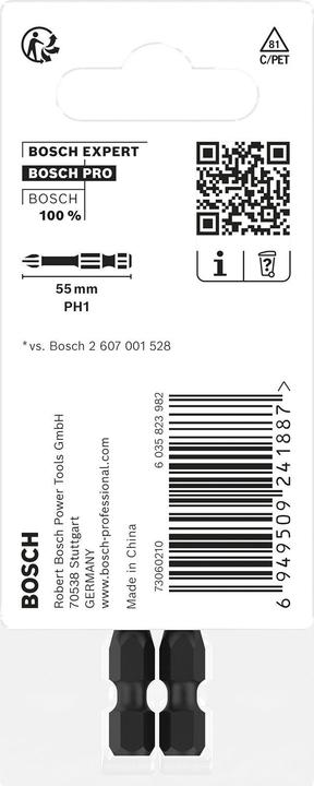 Produktbild Bosch Professional Zubehör PRO Phillips Impact Bit, PH1, 55 mm, 2-tlg.