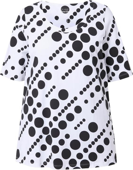 Produktbild Ulla Popken T-Shirt, Punkte, A-Linie, Rundhals, Halbarm, Pima Cotton (58)
