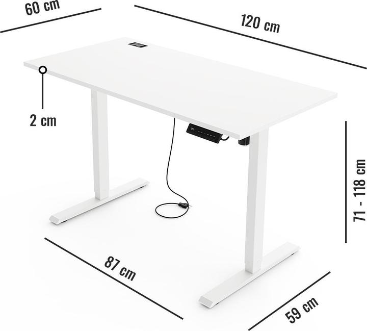 Produktbild Yaasa Desk Lite - Höhenverstellbarer Schreibtisch (120 x 60 x 118 cm)