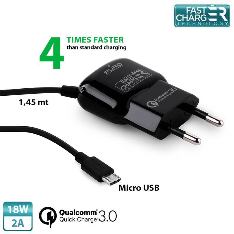 Archos Qualcomm QC 3.0 Micro USB (18 W), USB Ladegerät, Schwarz