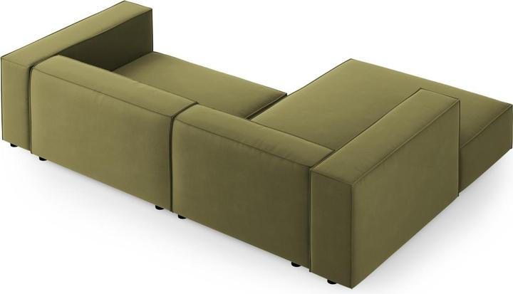 Actual product image Cosmopolitan Design Velvet Left Corner Sofa, "Arendal", 3 Seats, Light Green, 224x166x70 Made in Europe (3-seater, Corner sofa)