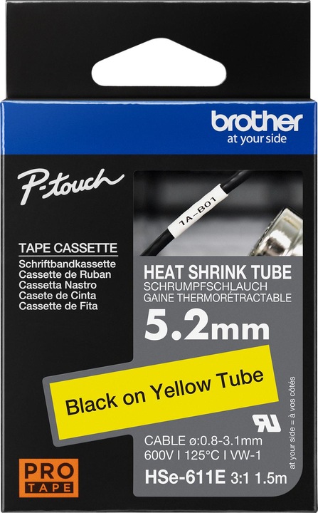Produktbild Brother Heat-Shrink-Tube schwarz/gelb (0.52 cm, Gelb)
